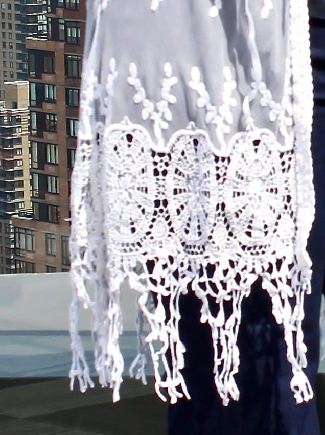 White, crochet, cotton, mesh lace.